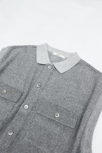 YASHIKI    Haoto Collar Vest（葉音）YSK-26SS-KN08 MIX GRAY