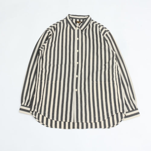 A VONTADE Gardener Apron Shirts LS OG Cotton/Linen Hard Twist Weaher NATURAL×NAVY