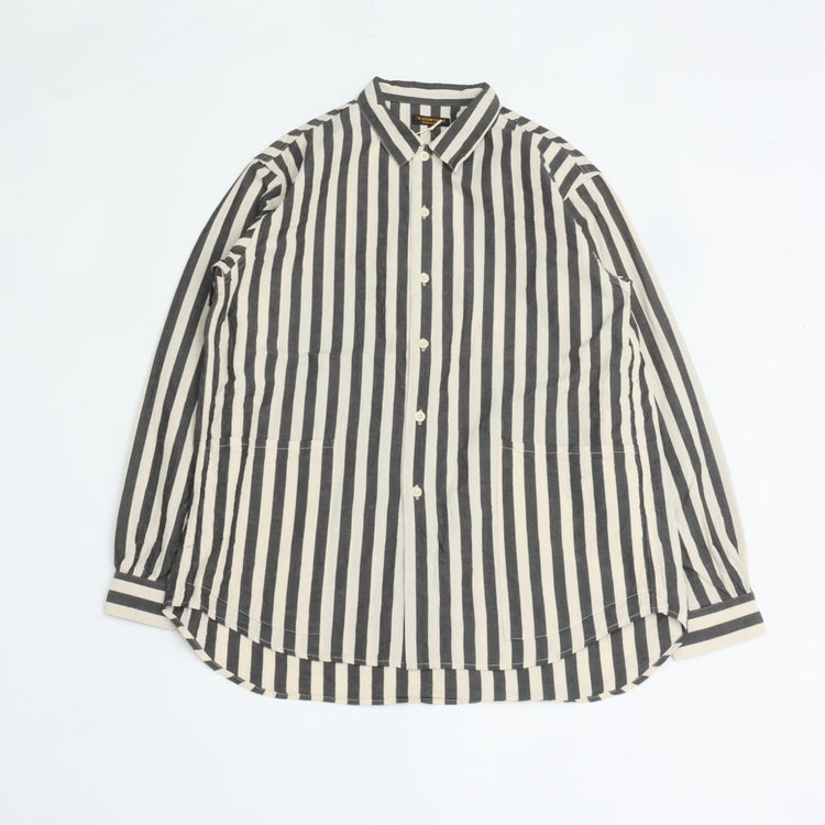 A VONTADE   Gardener Apron Shirts LS OG Cotton/Linen Hard Twist Weaher NATURAL×NAVY