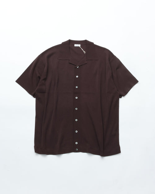crepuscule  Washi Open Collar S/S Shirt BROWN