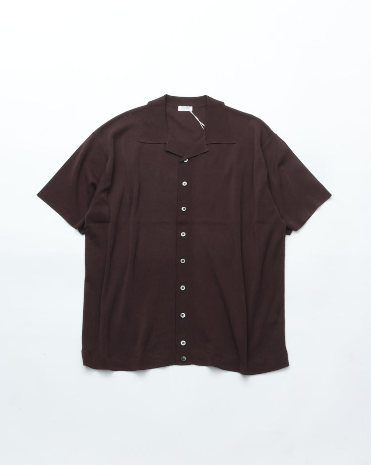 crepuscule  Washi Open Collar S/S Shirt BROWN