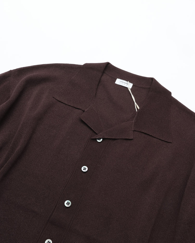 crepuscule  Washi Open Collar S/S Shirt BROWN