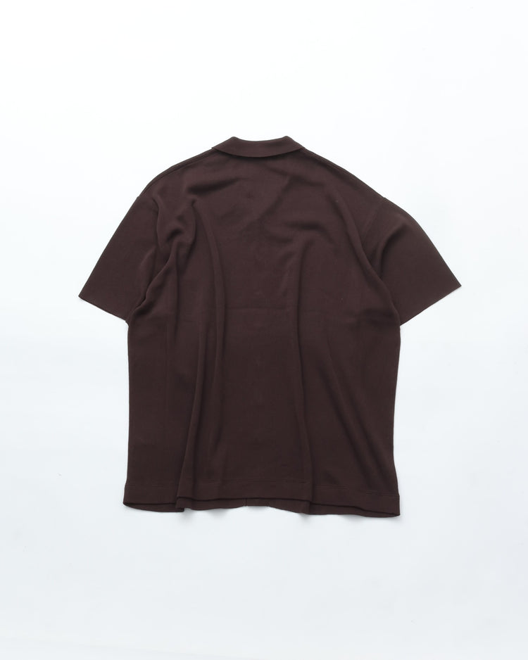 crepuscule  Washi Open Collar S/S Shirt BROWN