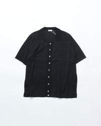 crepuscule  Washi Open Collar S/S Shirt BLACK