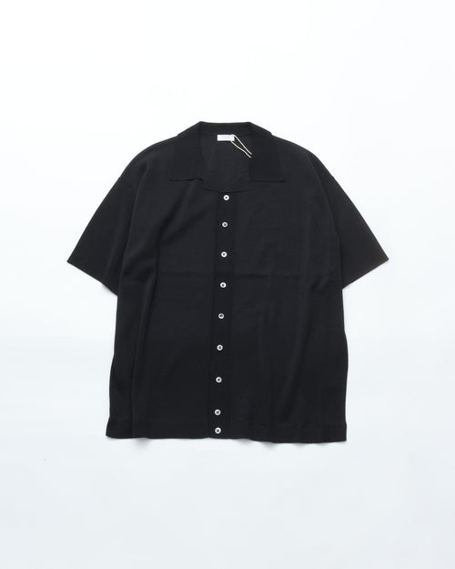 crepuscule  Washi Open Collar S/S Shirt BLACK