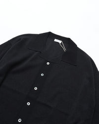 crepuscule  Washi Open Collar S/S Shirt BLACK