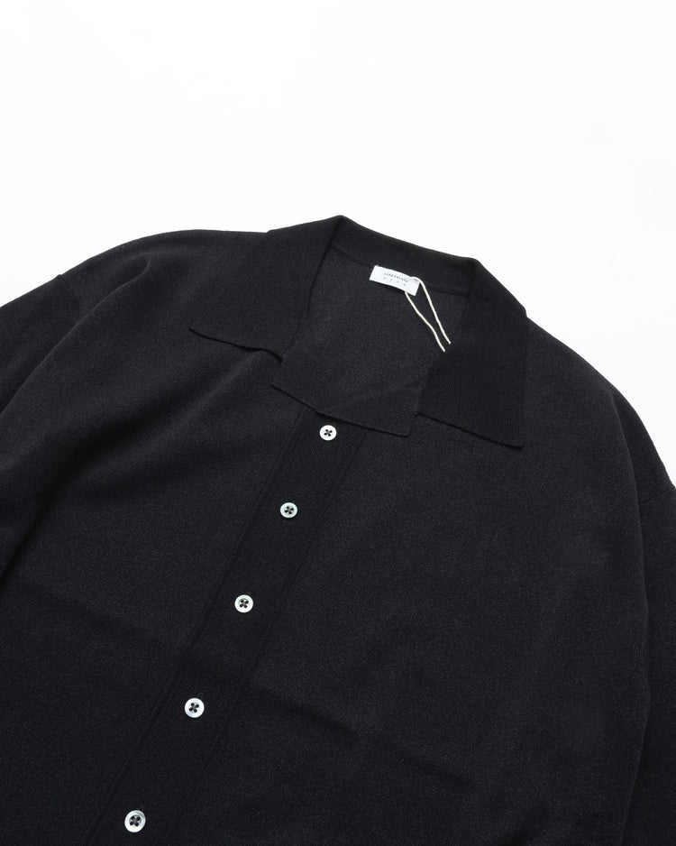 crepuscule  Washi Open Collar S/S Shirt BLACK
