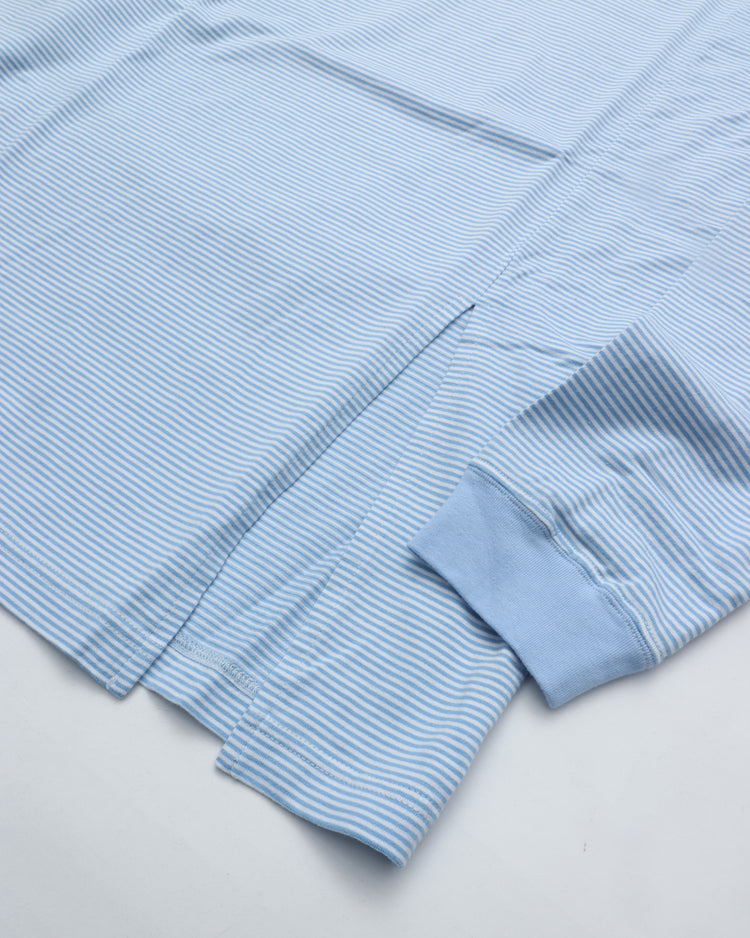MEYAME  BORDER SLIT LONG SLEEVE TEE BLUE