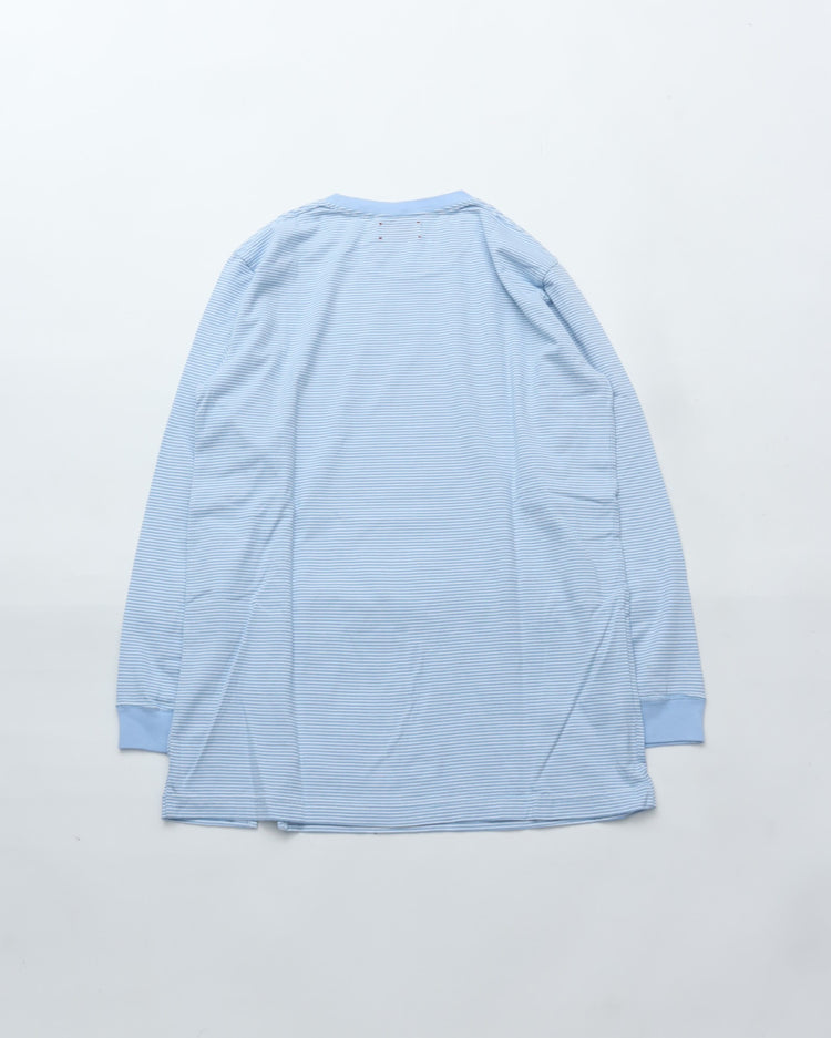 MEYAME  BORDER SLIT LONG SLEEVE TEE BLUE