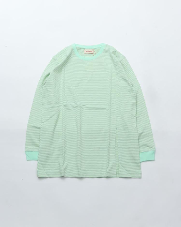 MEYAME BORDER SLIT LONG SLEEVE TEE GREEN