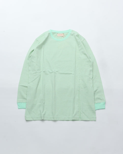MEYAME BORDER SLIT LONG SLEEVE TEE GREEN