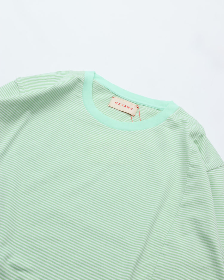 MEYAME BORDER SLIT LONG SLEEVE TEE GREEN