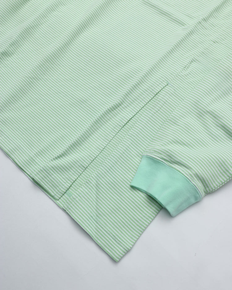 MEYAME BORDER SLIT LONG SLEEVE TEE GREEN