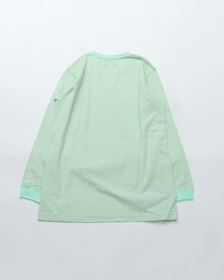 MEYAME BORDER SLIT LONG SLEEVE TEE GREEN