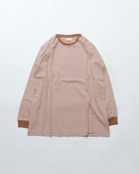 MEYAME  BORDER SLIT LONG SLEEVE TEE BROWN
