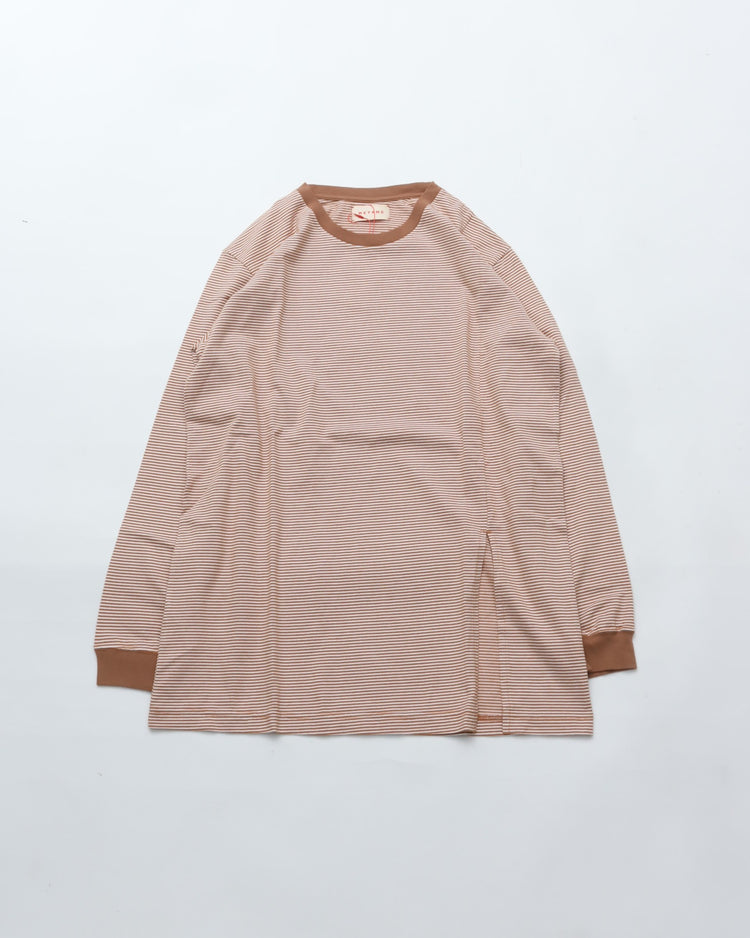 MEYAME  BORDER SLIT LONG SLEEVE TEE BROWN
