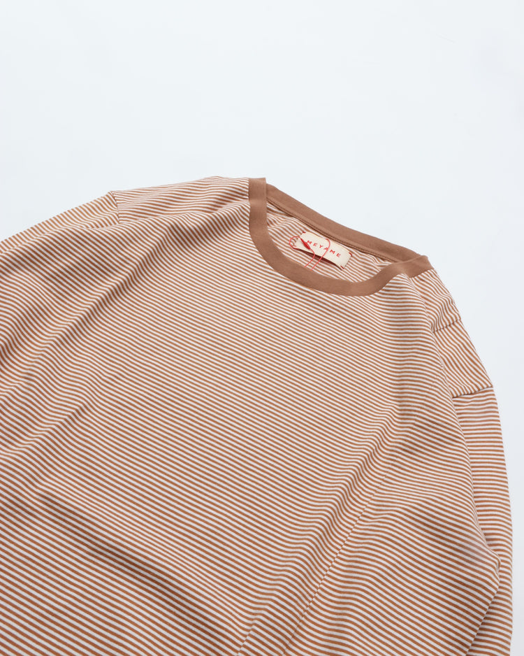 MEYAME  BORDER SLIT LONG SLEEVE TEE BROWN