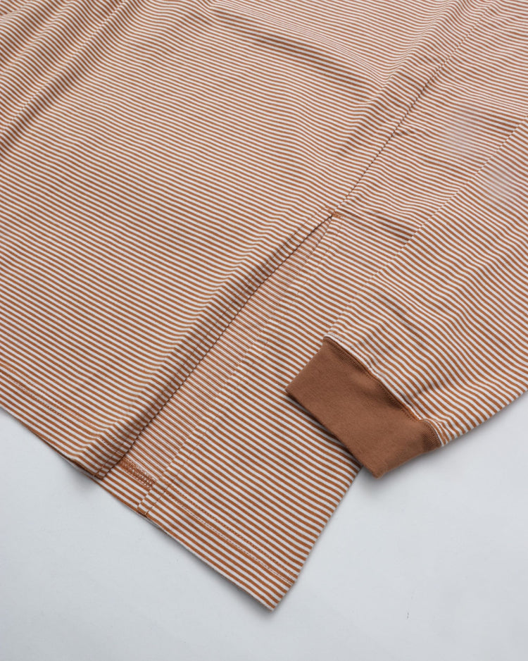 MEYAME  BORDER SLIT LONG SLEEVE TEE BROWN