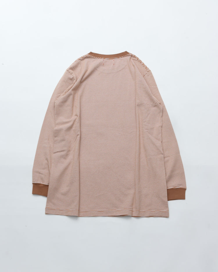 MEYAME  BORDER SLIT LONG SLEEVE TEE BROWN