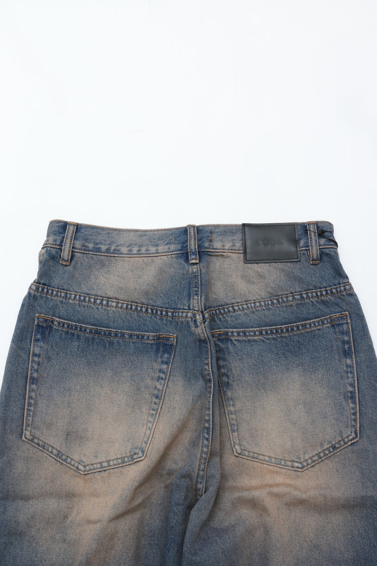 CODA DUST INDIGO ACID WASHED EXTENDED CUT LUFT JEANS