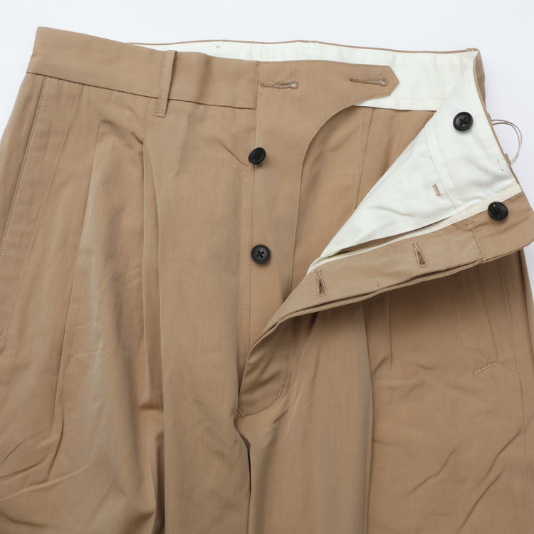 HAVERSACK / 120/2 Chambray High-Waisted Wide Pants BEIGE