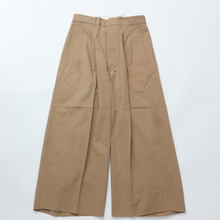 HAVERSACK / 120/2 Chambray High-Waisted Wide Pants BEIGE