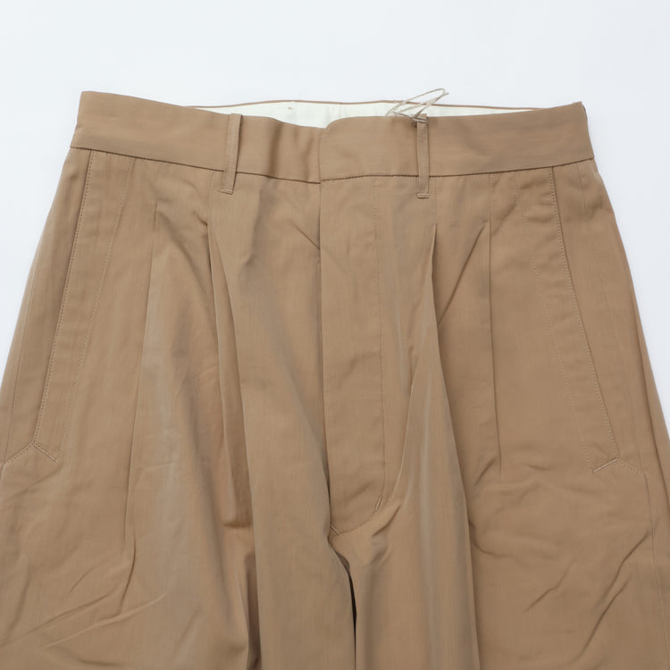 HAVERSACK / 120/2 Chambray High-Waisted Wide Pants BEIGE