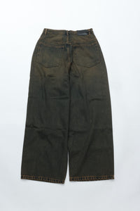 CODA BLACK BROWN WASHED DISTRESSED EXTENDED CUT LUFT JEANS