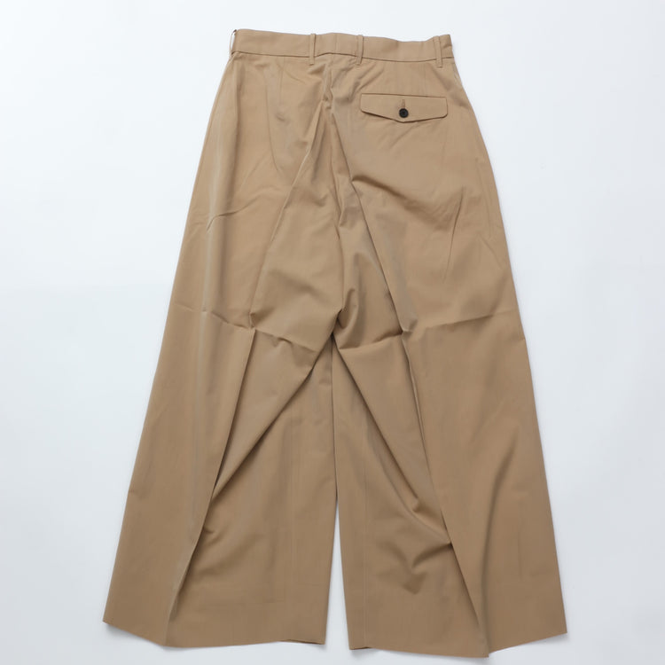 HAVERSACK / 120/2 Chambray High-Waisted Wide Pants BEIGE