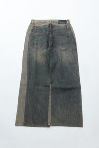 CODA GREY ACID WASH DUAL EXPOSURE BREAK CUT FLARED JEANS
