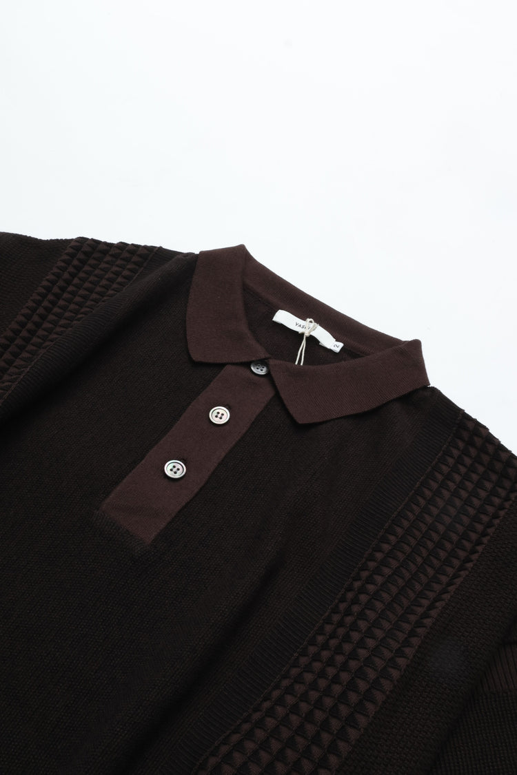 YASHIKI    Aotsuyu Knit Polo（青梅雨）YSK-26SS-KN11 BROWN
