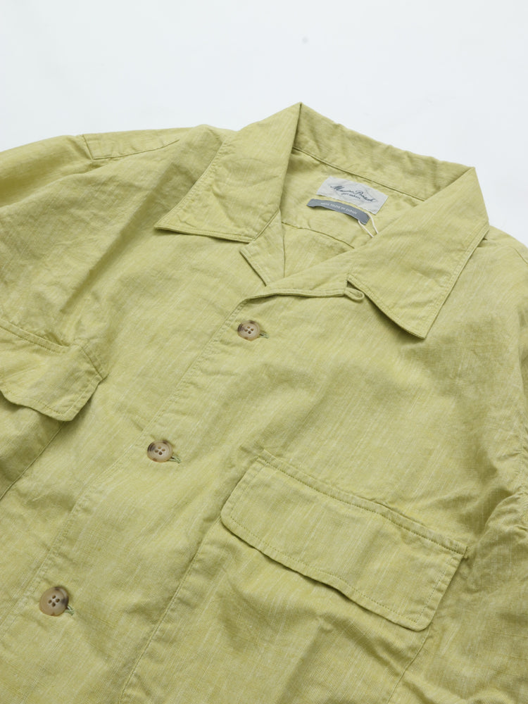 Marvine Pontiak Shirt Makers  Open Collar Shirts MPSM-1903S TEA GREEN