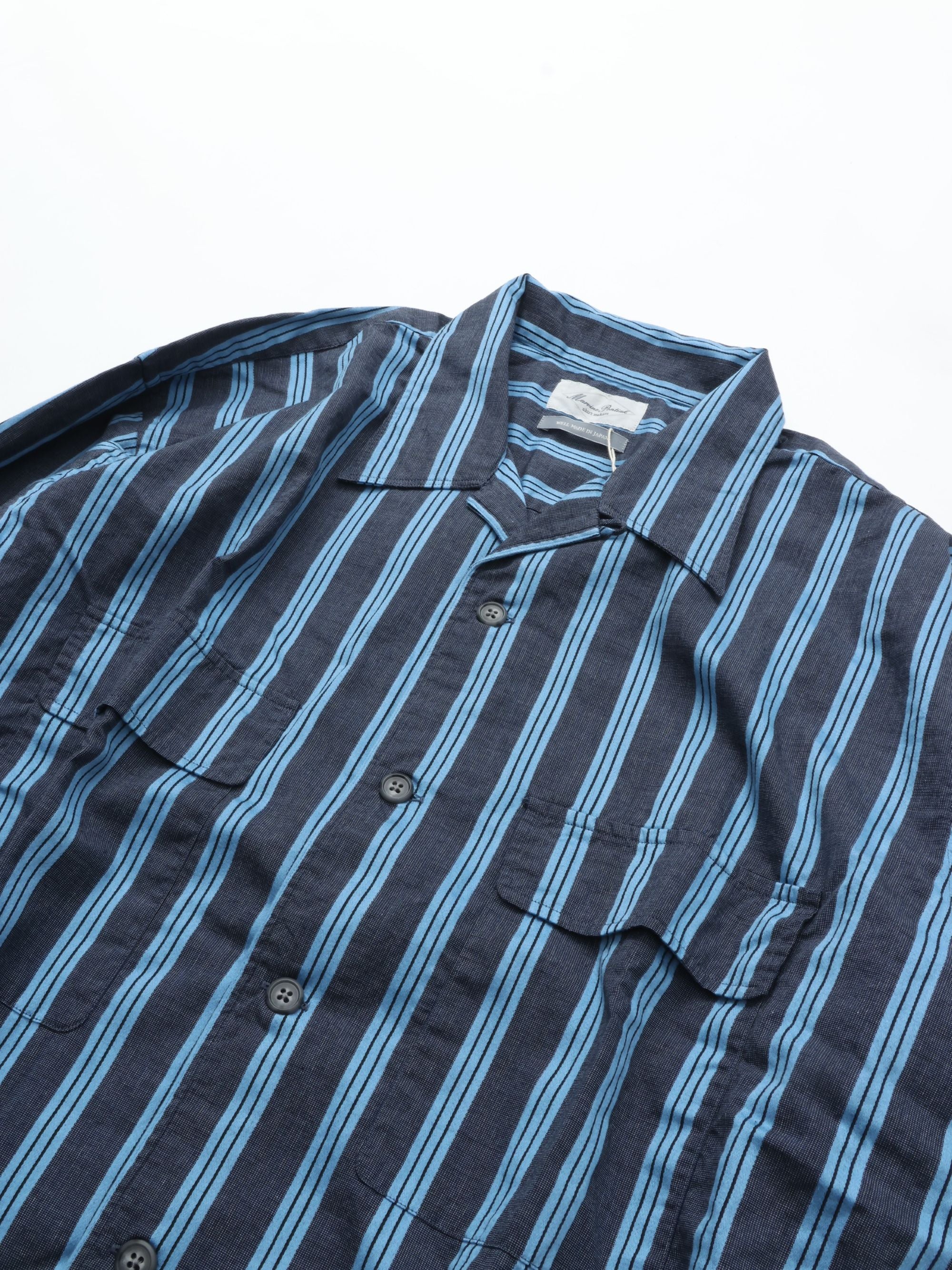 Marvine Pontiak Shirt Makers Open Collar Shirts MPSM-1903S NAVY