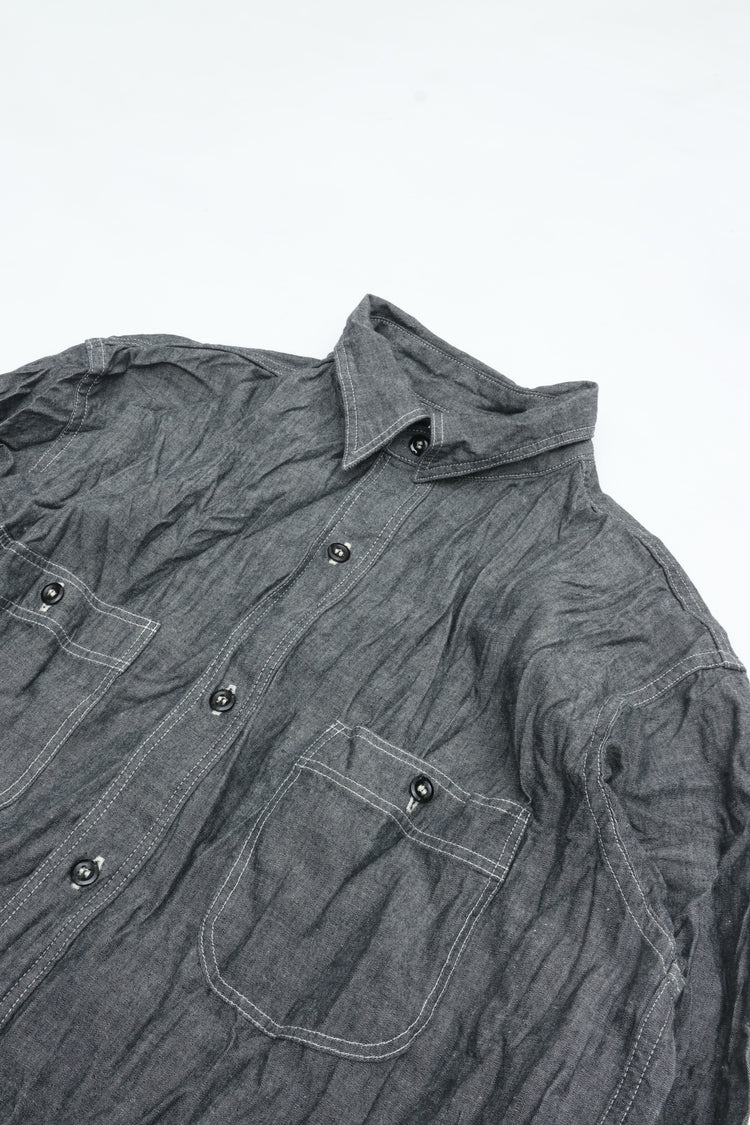 orslow   RELAX FIT BLACK CHAMBRAY WORK SHIRT 01-8270-61