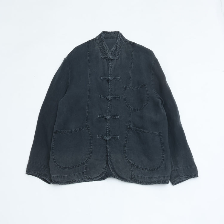 PORTER CLASSIC BLACK LINEN CHINESE JACKET