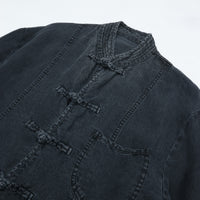 PORTER CLASSIC  BLACK LINEN CHINESE JACKET