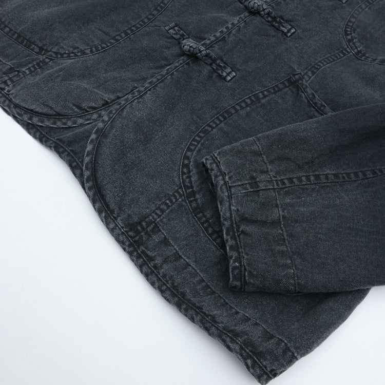 PORTER CLASSIC  BLACK LINEN CHINESE JACKET