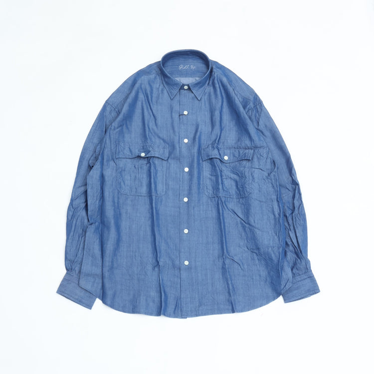 PORTER CLASSIC  ROLL UP BOTANICAL SHIRT BLUE