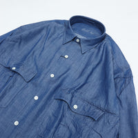 PORTER CLASSIC ROLL UP BOTANICAL SHIRT BLUE