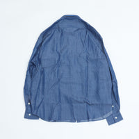 PORTER CLASSIC ROLL UP BOTANICAL SHIRT BLUE