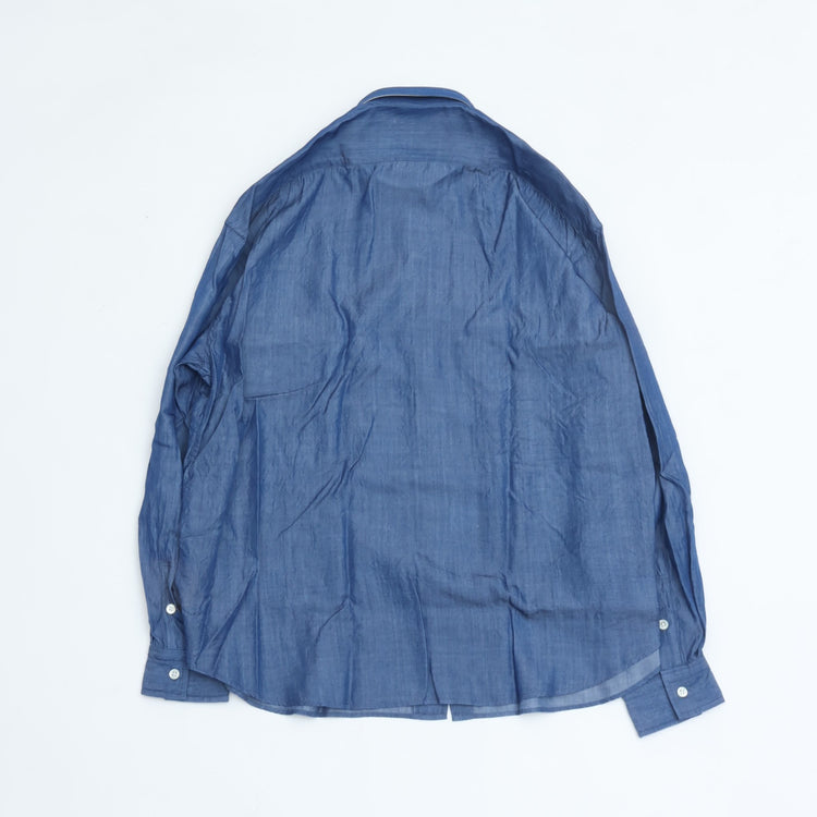 PORTER CLASSIC  ROLL UP BOTANICAL SHIRT BLUE