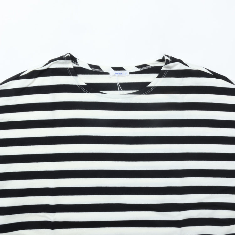 maillot / Border Big Boat Neck Tee BLACK
