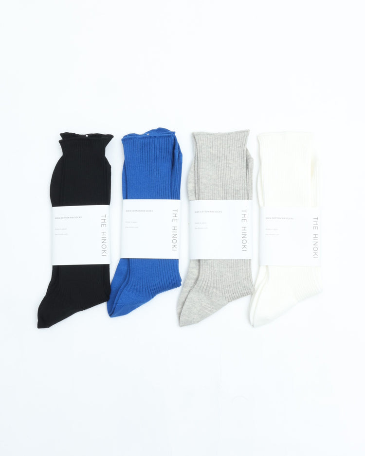 THE HINOKI　GIZA COTTON RIB SOCKS　 THSC-8 WHITE