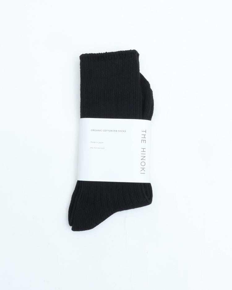 THE HINOKI　ORGANIC COTTON RIB SOCKSb THSC-7 BLACK