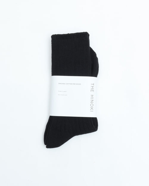THE HINOKI　ORGANIC COTTON RIB SOCKSb THSC-7 BLACK
