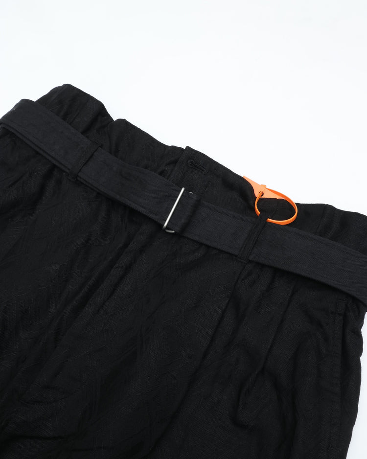 intch. "Ete HP" Linen Cotton Jacquard Safari Shorts Black