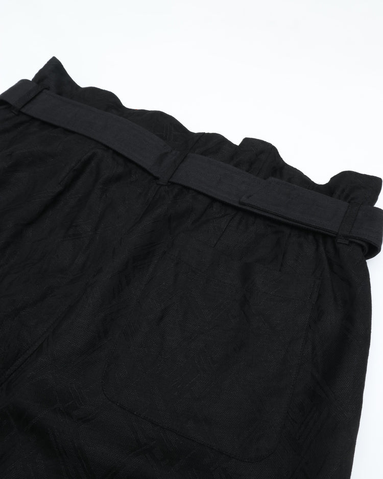 intch. "Ete HP" Linen Cotton Jacquard Safari Shorts Black