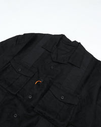 intch. "Ete SH" Linen Cotton Jacquard Safari Shirts Black