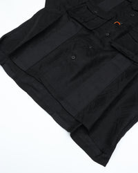 intch. "Ete SH" Linen Cotton Jacquard Safari Shirts Black