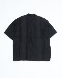 intch. "Ete SH" Linen Cotton Jacquard Safari Shirts Black